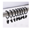 10pcs shower curtain rings with clips heavy duty curtain sliding ring hook rustproof curtain clamp black/25mm diameter